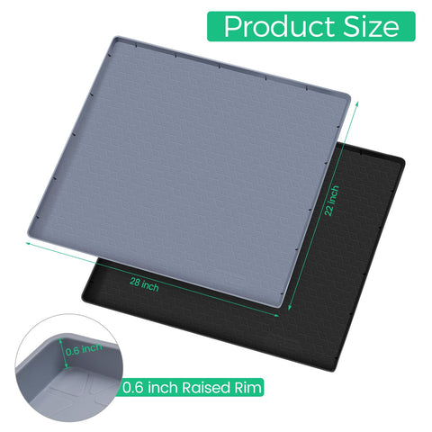 TRZZ Silicone Waterproof Under Sink Mat 28x22 – Drip Tray & Cabinet Liner for Kitchen & Bathroom (Grey)