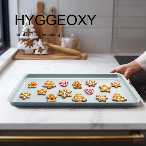 Ceramic Baking Sheet, Cookie Sheets for Baking 15x10", Naturally Non-Toxic Ceramic Coating, 2.2mm Thick Oven Trays for Cooking, PTFE & PFOA Free