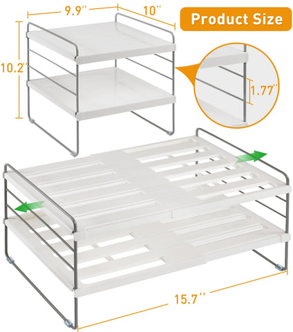 2 Pack Pantry Organization and Storage, Expandable Foil and Plastic Wrap Organizer, Adjustable Kitchen Wrap Organizer Rack for Cabinet, Foil Saran Wrap Holder Shelf for Sandwich Plastic Bags Box,