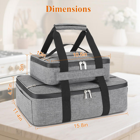 Wakaye Cazuela Aislada – Bolsa Térmica para Comidas Calientes o Frías (8–15 pulgadas), Gris, 2 Unidades