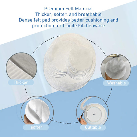 FCSTYODO Separadores de Platos de Fieltro - 36 Piezas, Protección para Vajilla de Porcelana (10, 6 y 4,5 pulgadas)