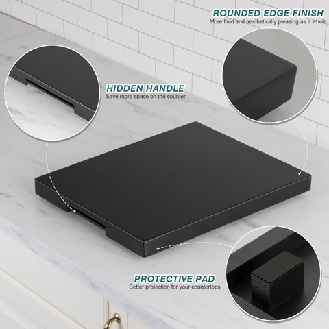 ANBOXIT Appliance Slider, Wooden Sliding Tray for Coffee Maker, Coffee Pot Slider for Counter, Kitchen Caddy Rolling Tray (Classic Black- Deep)