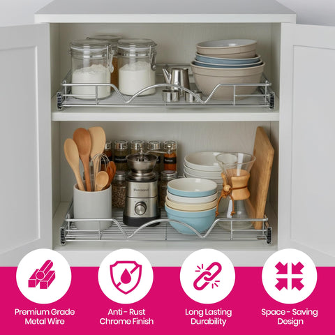 HOLDN’ STORAGE Organizador Deslizante para Gabinete - Caddy Pesado con Garantía de por Vida - 8 pulgadas de ancho x 21 pulgadas de profundidad