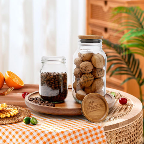 Hilislog 12 Pack Wooden Mason Jar Lids for Regular Mouth Jars – Acacia Wood with Silicone Seal
