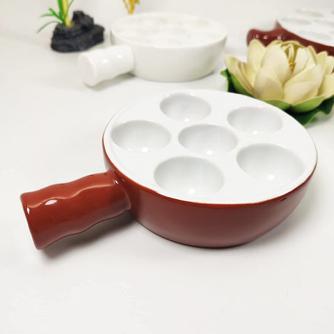 jinsongdafa Ceramic escargot baking plate,for appetizers, grilled snails, scallops, 6.22-inch(2 pieces) tableware with handle, oven safe, suitable for homes, restaurants, hotels and foodies, Brown