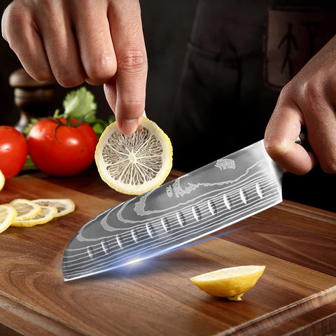 Diagsh Juego de Cuchillos de Cocina 7 Piezas con Bloque Magnético – Acero Inoxidable de Alto Carbono Alemán, Forjado a Mano