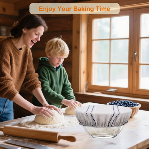 HMAZAE Reusable Bowl Covers for Bread Proofing, 9/10/13 Inches Bread Proofing Cover, 3 Pcs Linen Cotton Food Cover for Sourdough Proofing Basket, Food Storage Baking Supplies for Home Bakers
