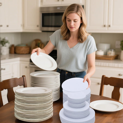 FCSTYODO Separadores de Platos de Fieltro - 36 Piezas, Protección para Vajilla de Porcelana (10, 6 y 4,5 pulgadas)
