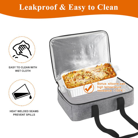 Wakaye Cazuela Aislada – Bolsa Térmica para Comidas Calientes o Frías (8–15 pulgadas), Gris, 2 Unidades
