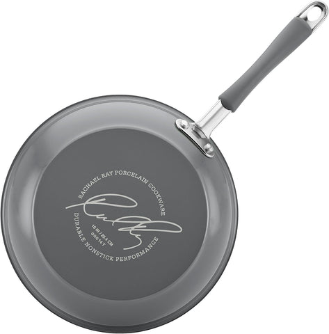 Rachael Ray Cucina – Juego de Ollas y Sartenes Antiadherentes de 12 Piezas, Gris Sal Marina