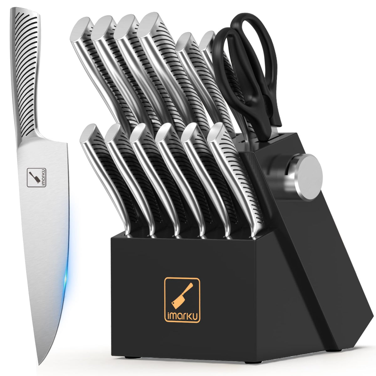 imarku 14-piece knife block set organized for precise prep and durability