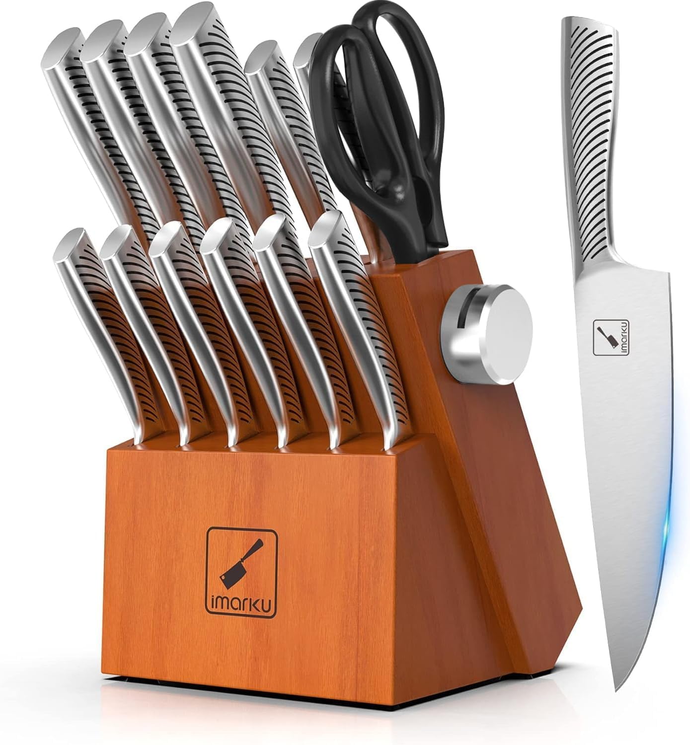 imarku 14-piece knife set block showcases precision and organization for everyday cooking