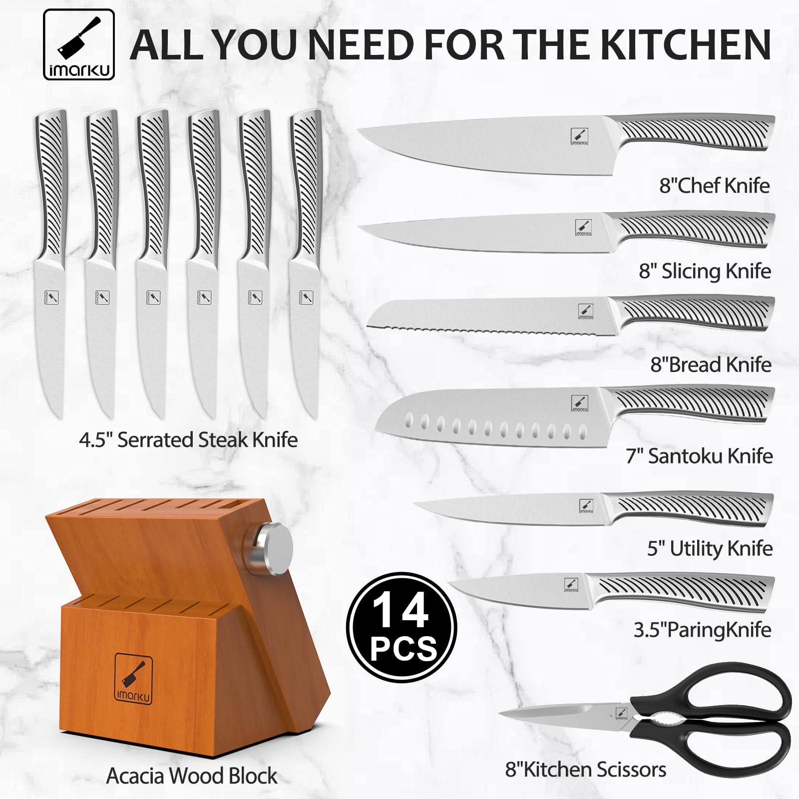 imarku 7-inch Santoku knife for precise mincing and clean cuts