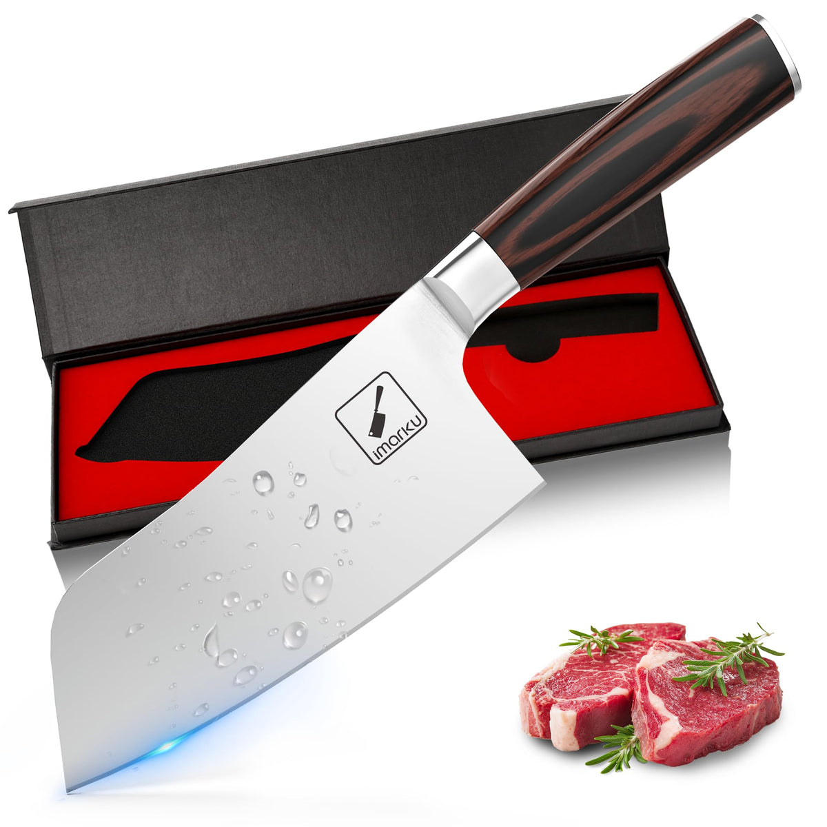 imarku 7-inch cleaver blade for precise chopping and durability in busy kitchens.