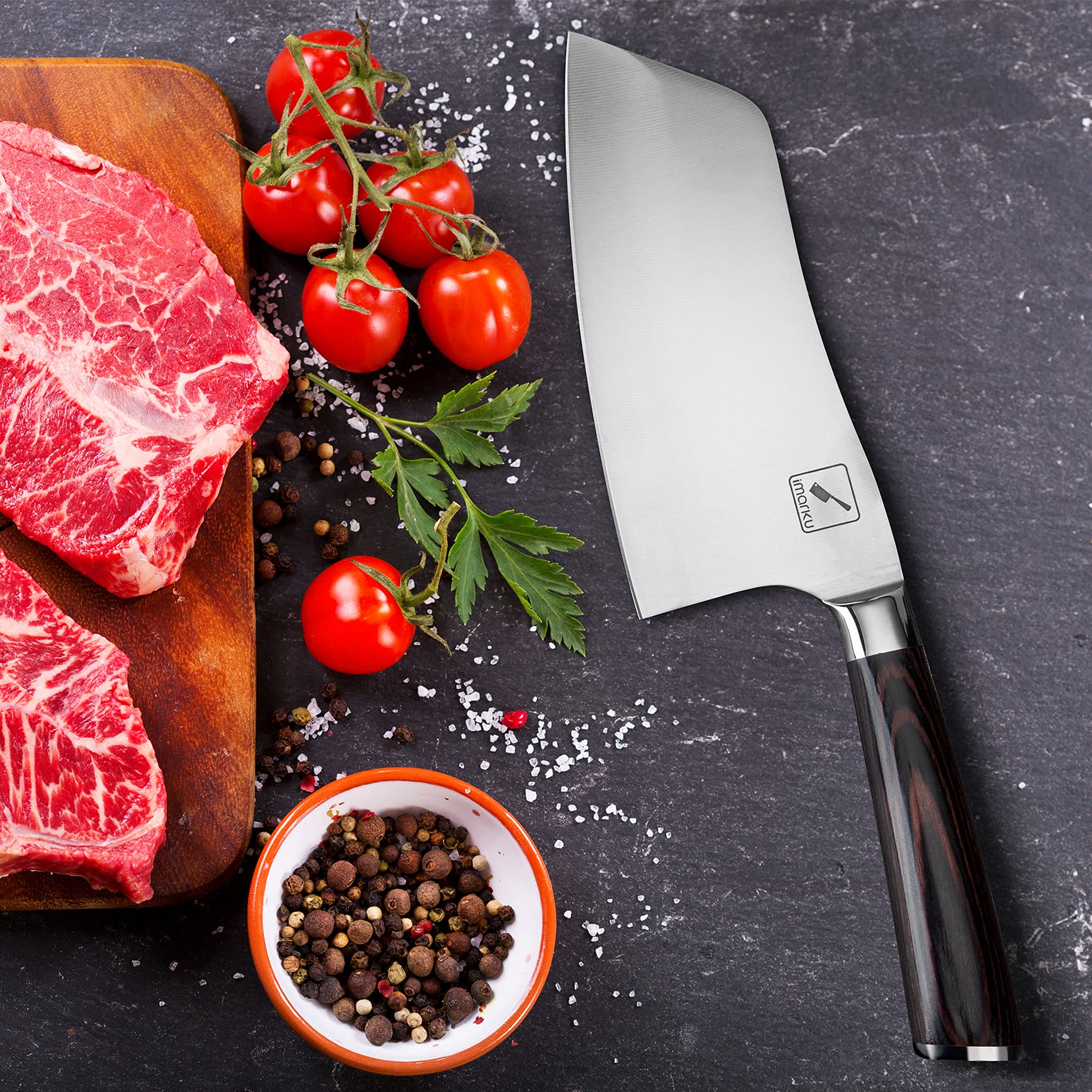 imarku 7inch knife with ergonomic pakkawood handle for comfortable, fatigue-free grip