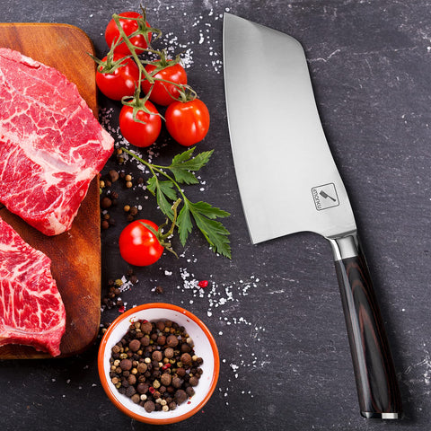 imarku 7inch knife with ergonomic pakkawood handle for comfortable, fatigue-free grip