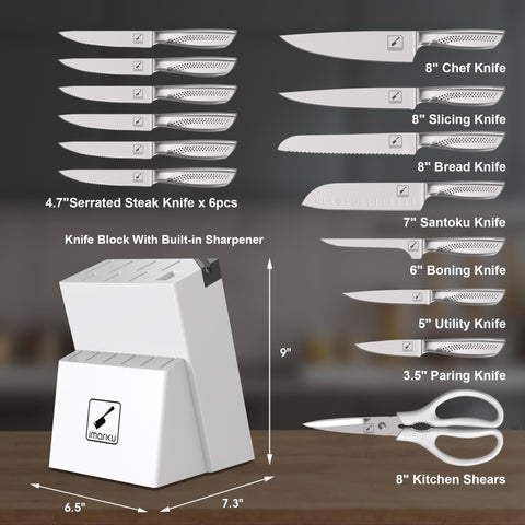 imarku chef's knife 8-inch with ergonomic dot-handle for comfortable slicing