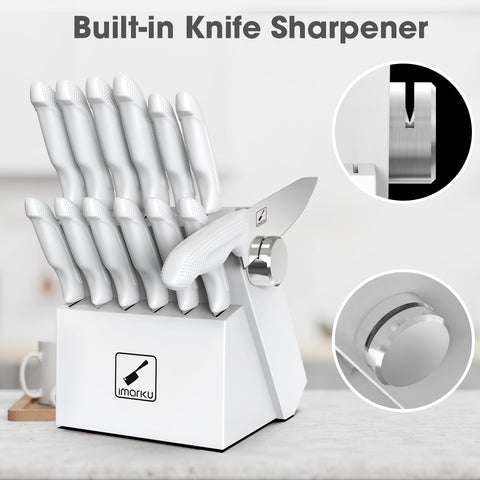 Imarku 8in chef knife in set ready for versatile prep tasks.