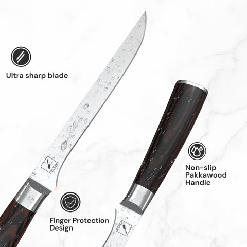 imarku boning knife 6-inch edge retention close-up in use