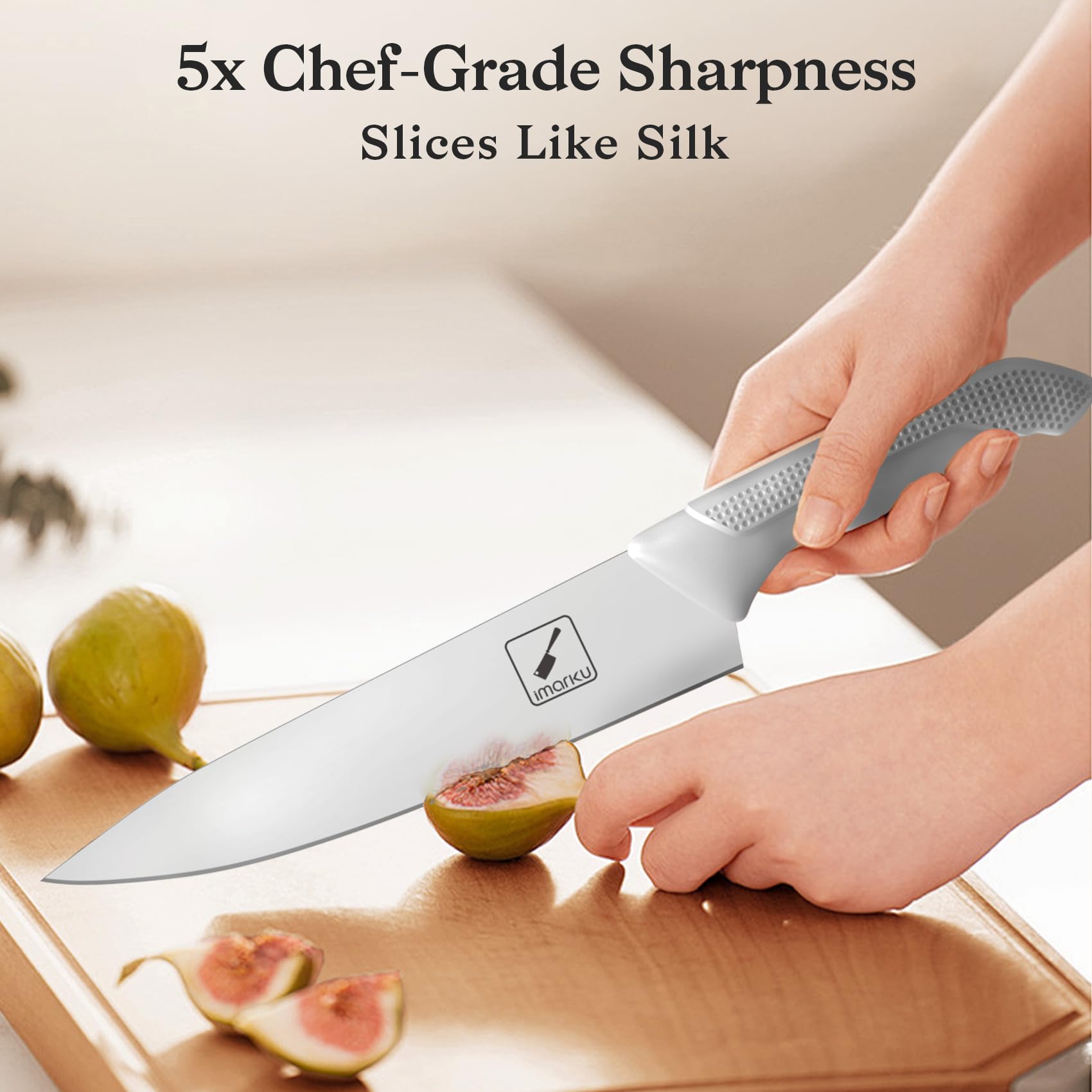 Imarku 8-inch bread knife; clean serration for crusty loaves.