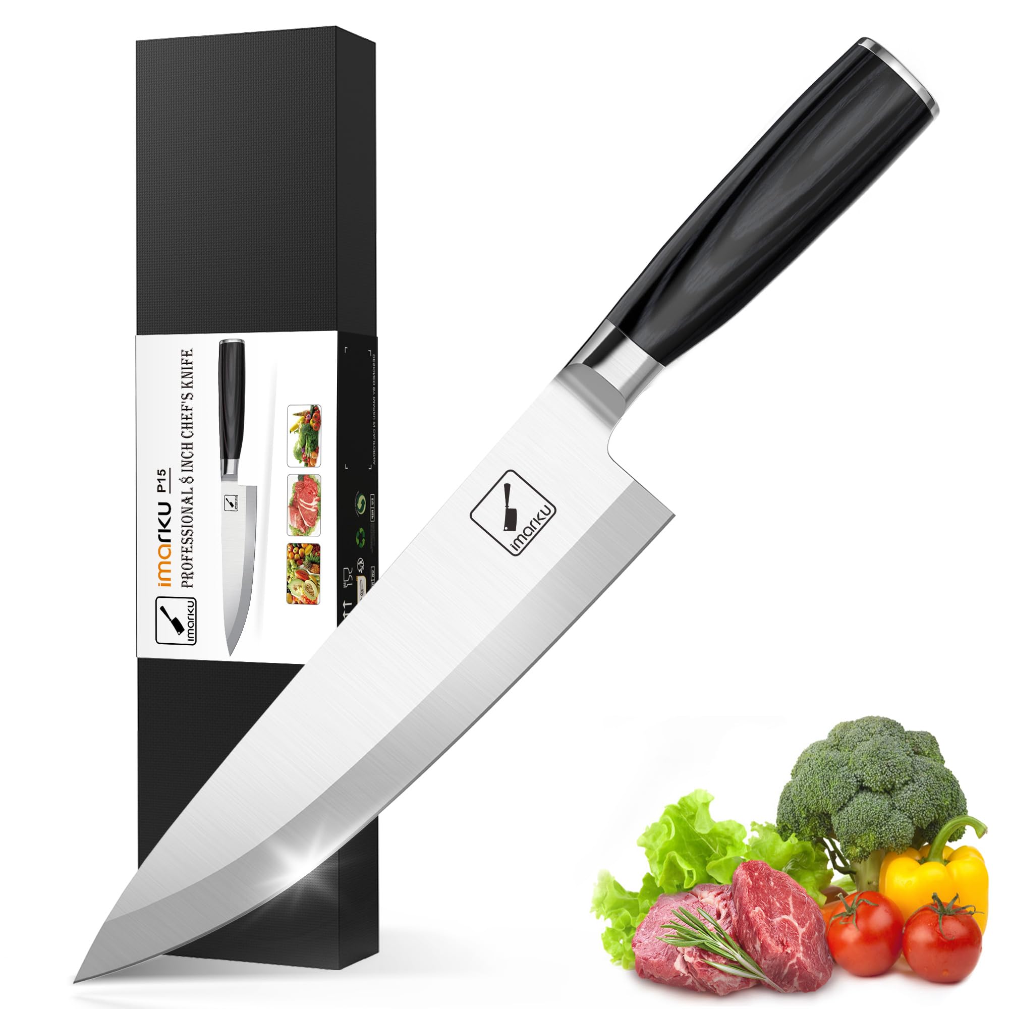 imarku 8-inch blade: sharp edge for clean, precise cuts