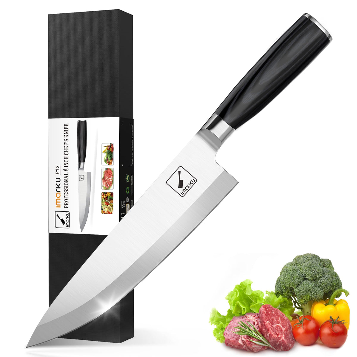 imarku 8-inch blade: sharp edge for clean, precise cuts