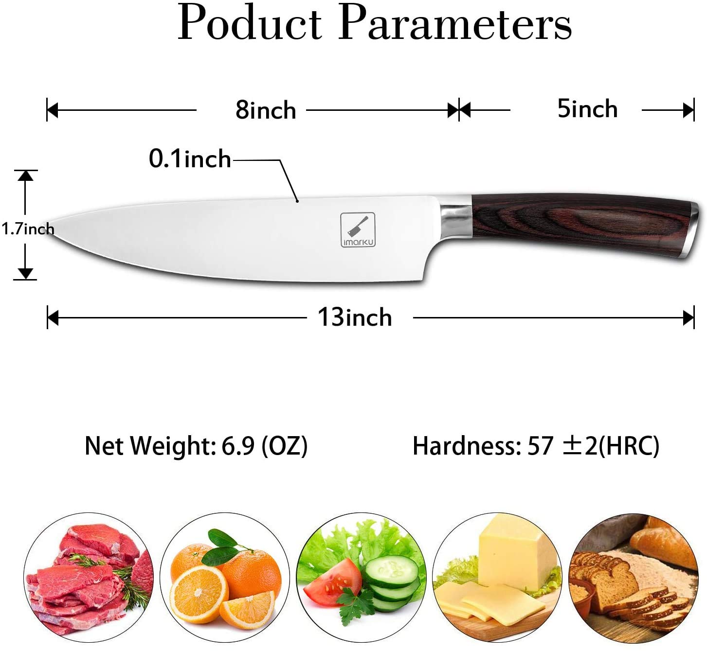 imarku 8-inch knife in bone-in meat prep use