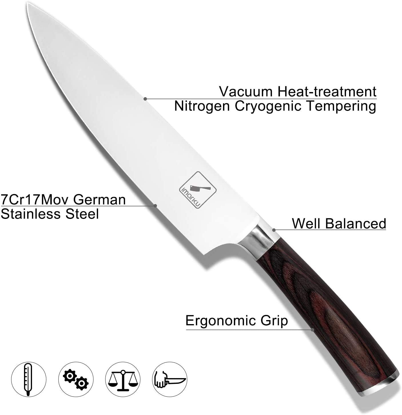 imarku 8-inch pakka handle for comfortable grip during long prep