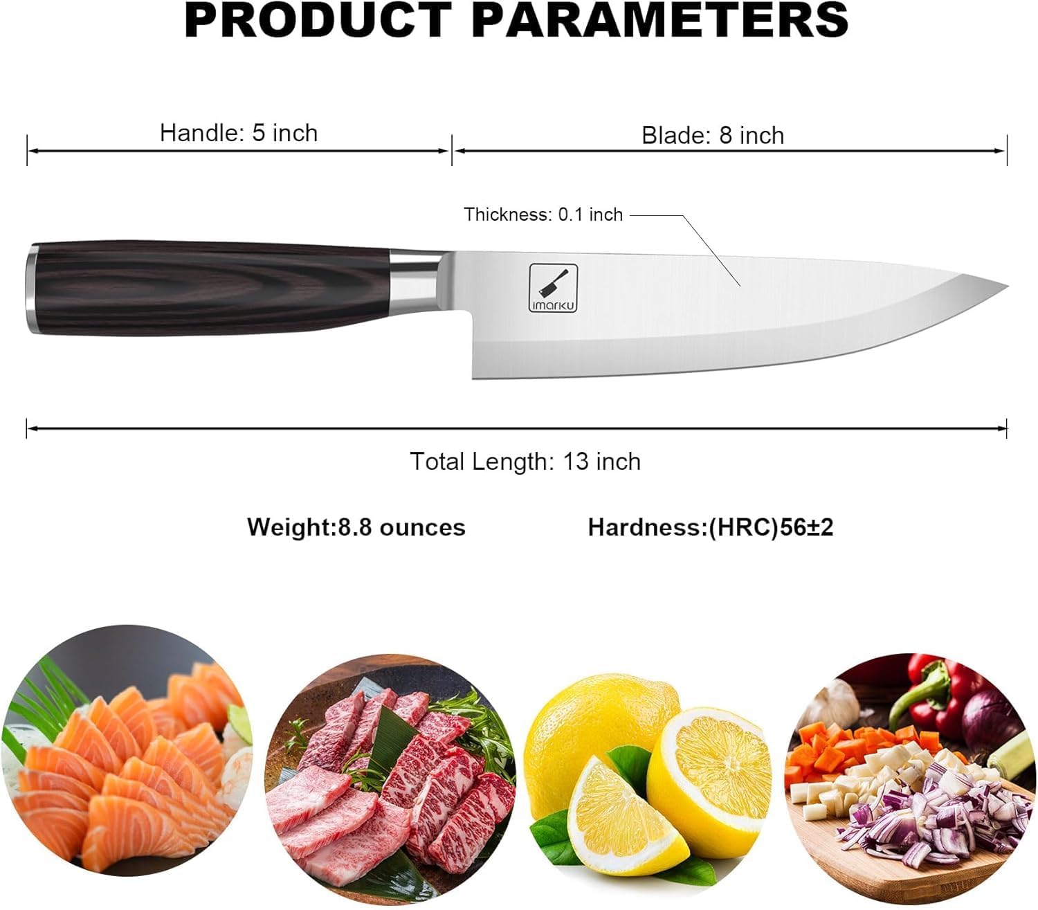 imarku 8-inch knife handle: ergonomic, non-slip grip for comfortable chopping