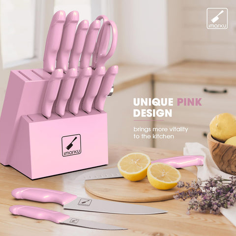 Imarku pink chef knife with precise blade for effortless slicing