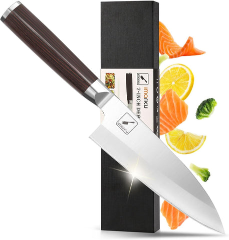 imarku deba knife 7-inch fish head cut for precise sashimi prep
