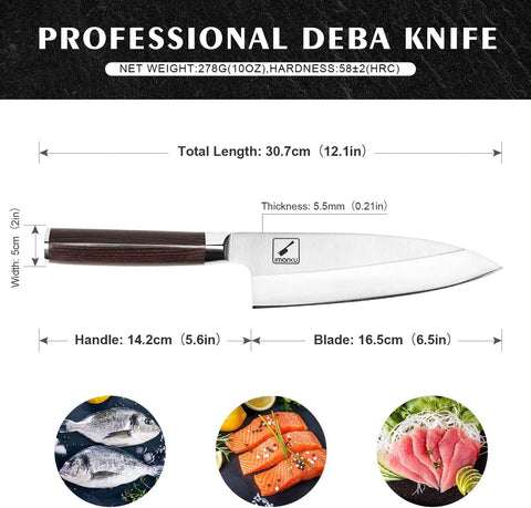 imarku deba knife 7-inch gutting filleting for smooth flesh separation