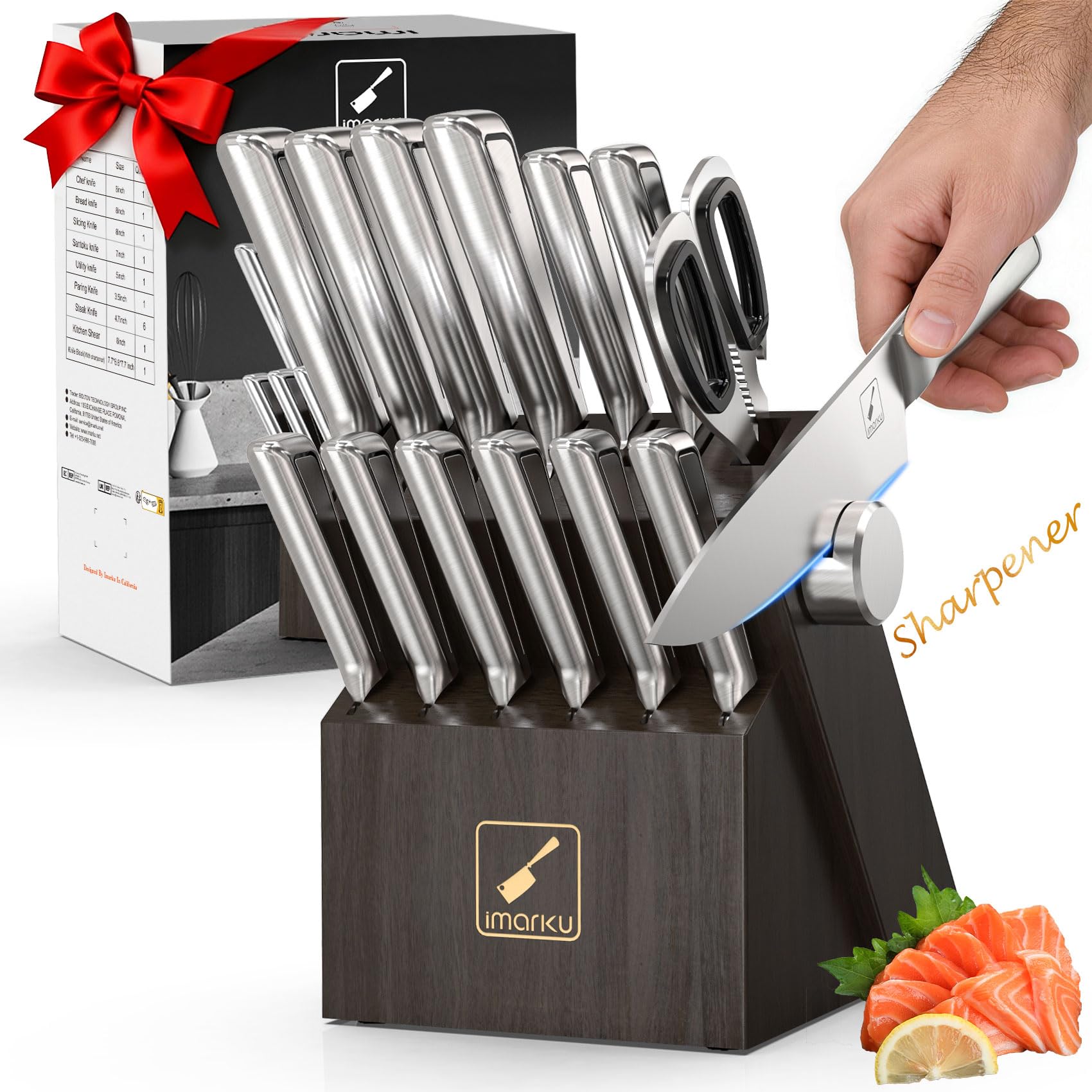 imarku G14 knife set block shows durable blades for precise prep
