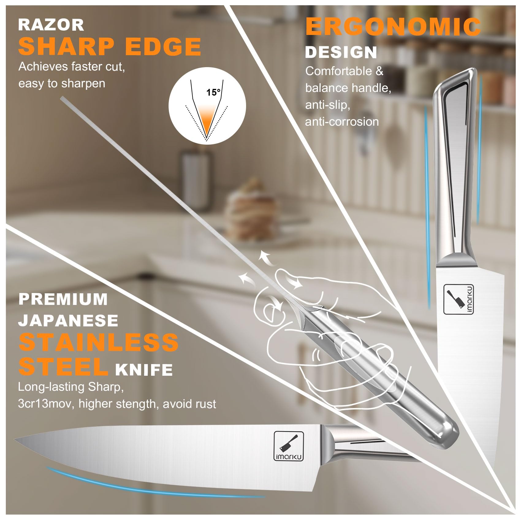 imarku G14 8-inch slicing knife designed for straight, precise cuts