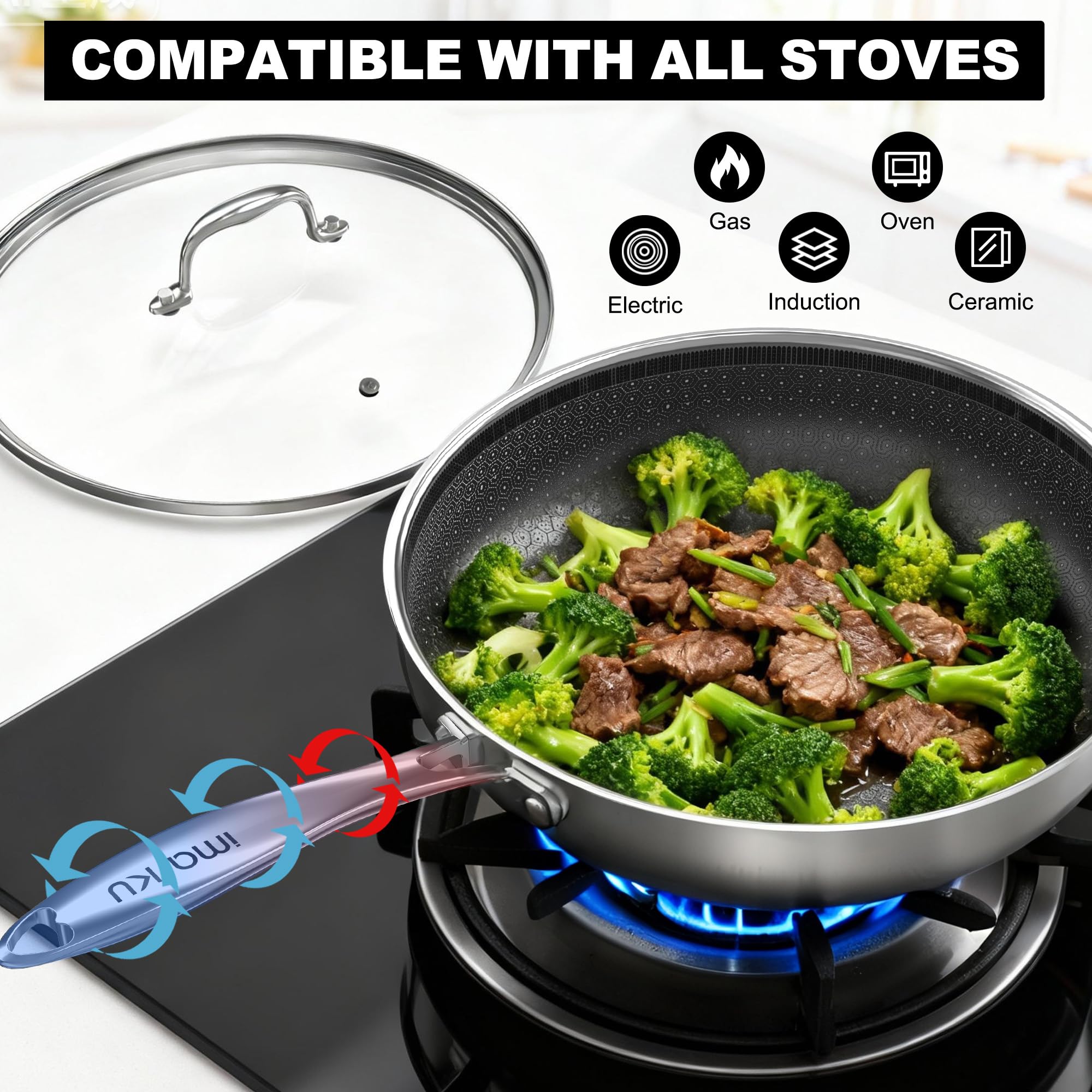 imarku induction-ready pan compatible with all cooktops and ovens