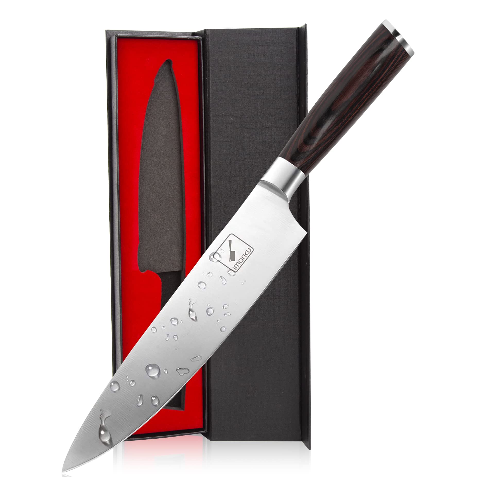 imarku Japanese Chef Knife 8-Inch blade close-up shows precise edge for slicing