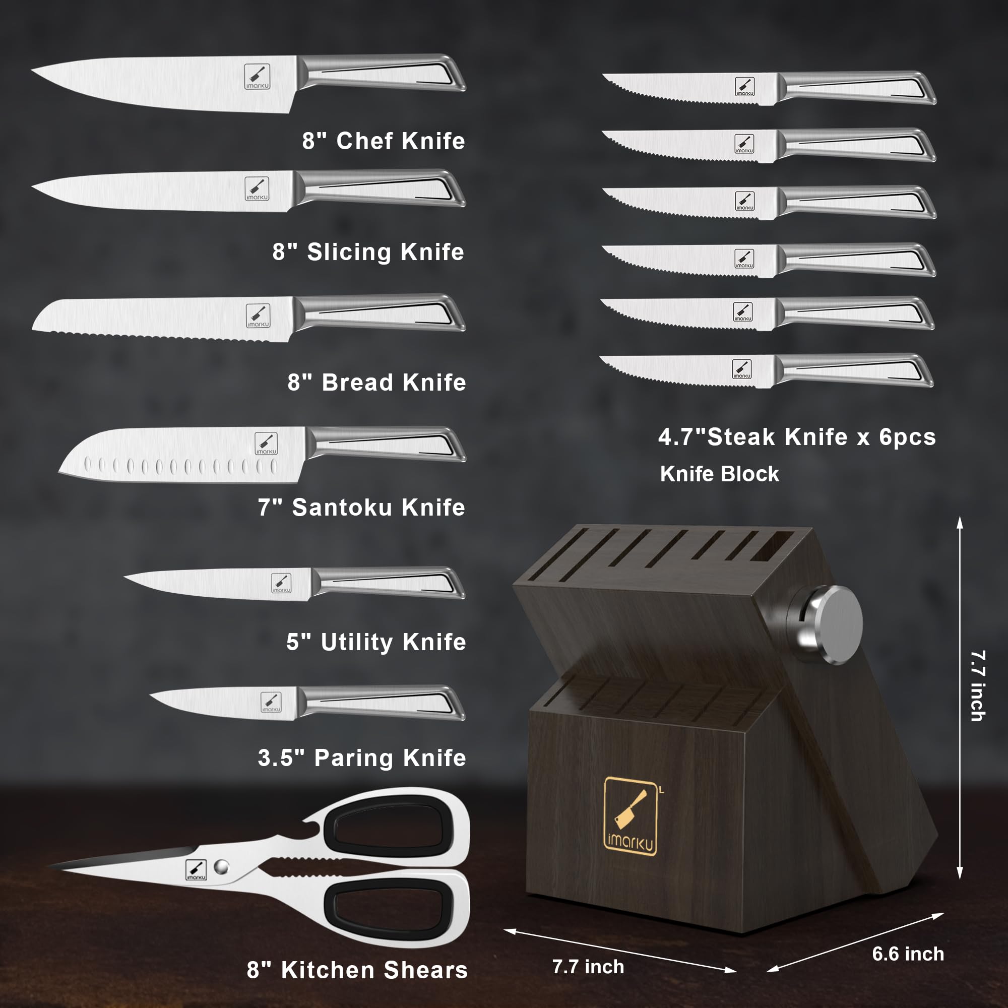 Imarku 8-inch bread knife with serrated edge for clean crust cuts