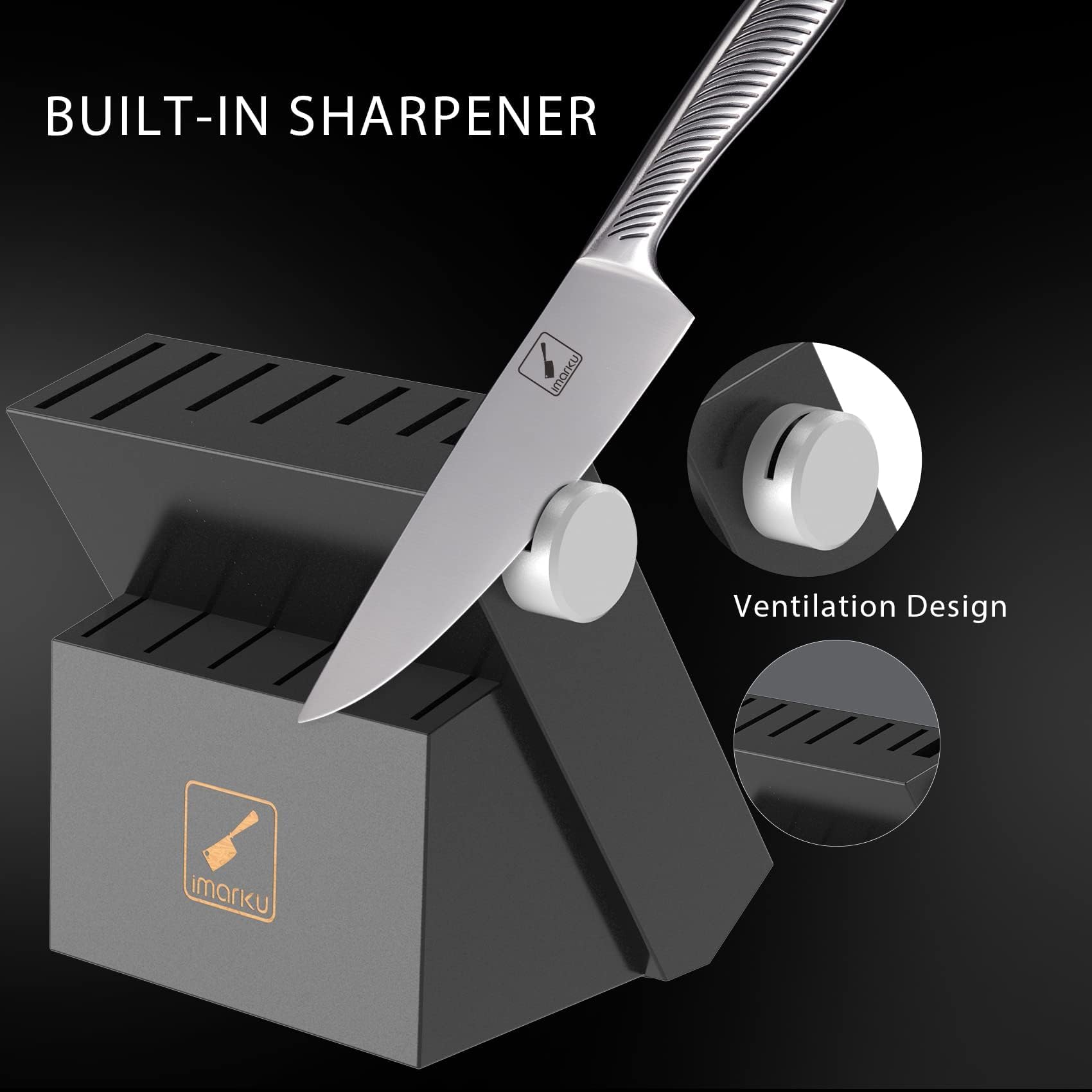 imarku knife block set 8-inch chef knife: versatile blade for precise slicing and chopping.