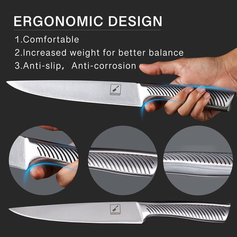 imarku knife block set bread knife: serrated edge for clean bread slices.