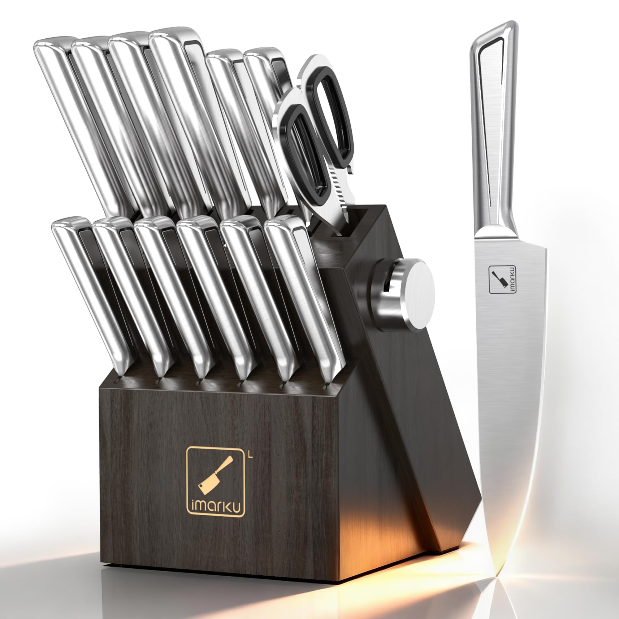 Imarku 14-piece knife block set keeps kitchen organized and ready for prep