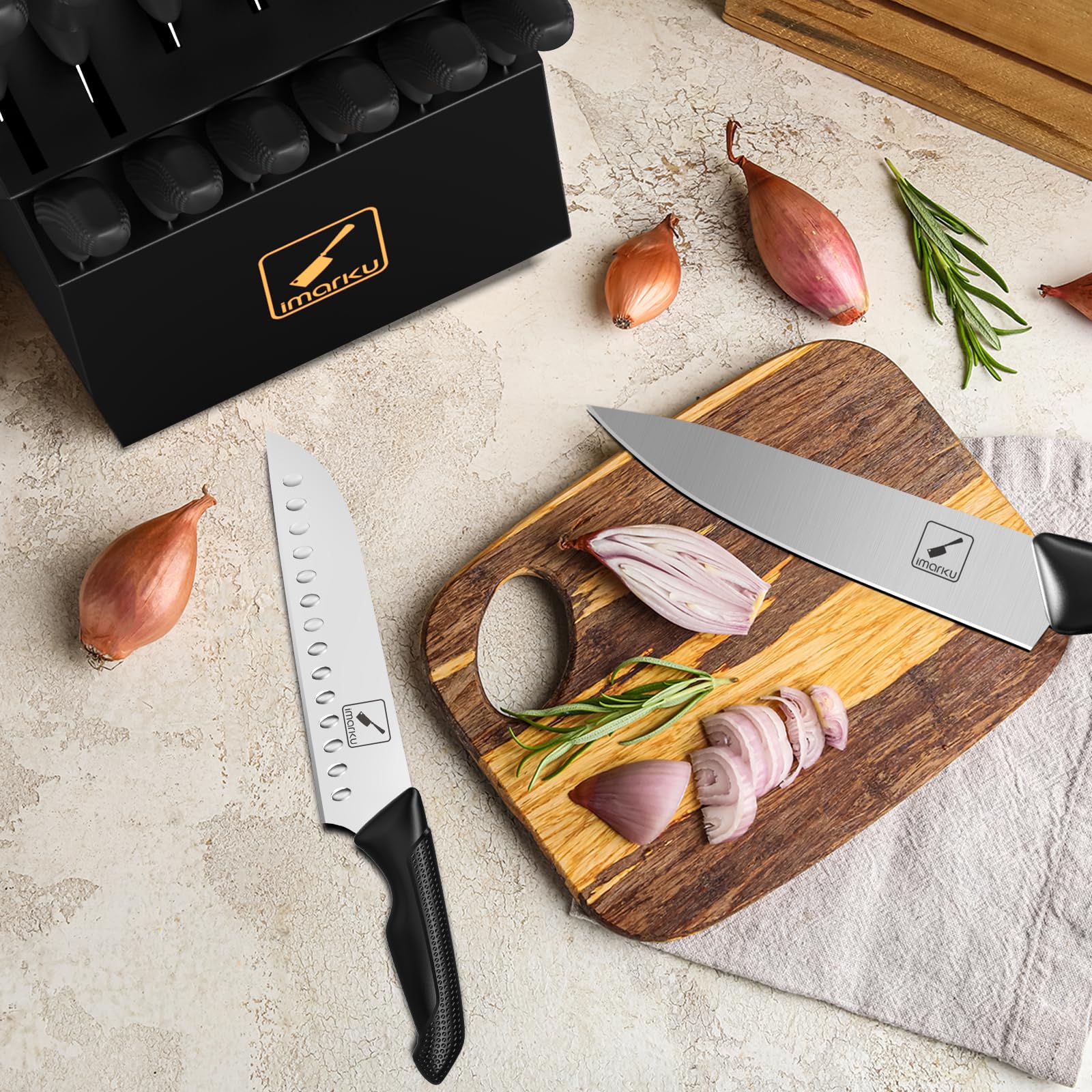 Imarku 14pc set showing durable stainless steel blades