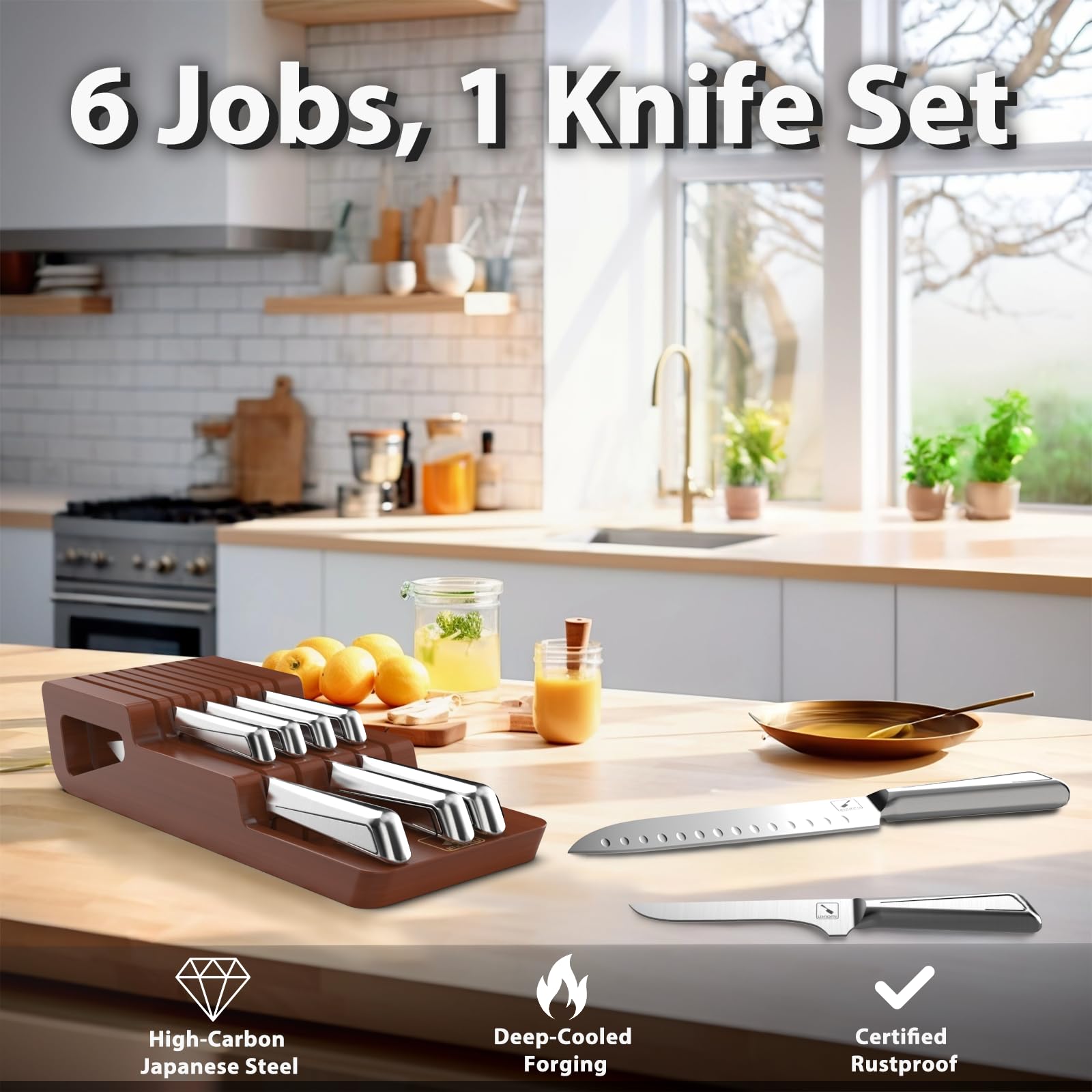 imarku seven-inch santoku knife with comfortable grip