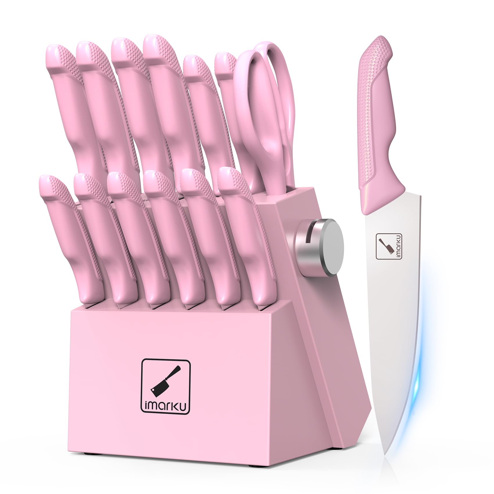 Imarku knife set block pink keeps blades organized and accessible