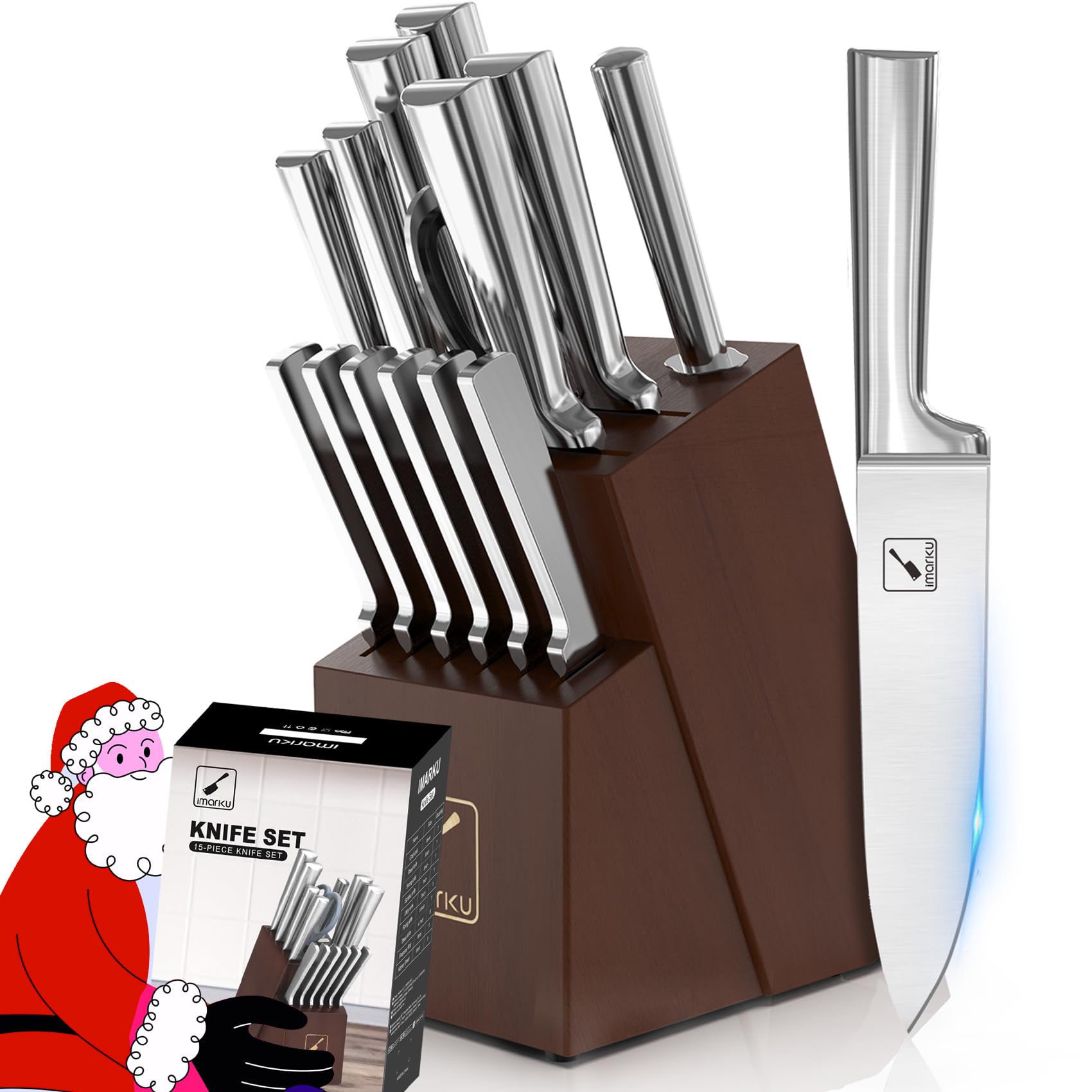 Imarku knife set dishwasher safe label for easy cleaning.