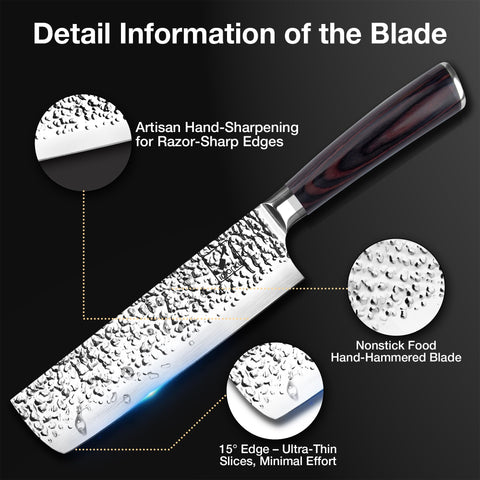 imarku Nakiri Knife ergonomic pakkawood handle provides comfortable non-slip grip