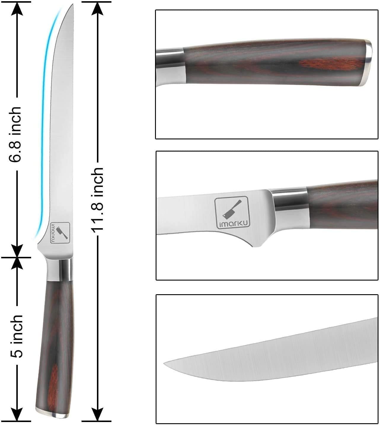 imarku pakkawood handle provides ergonomic, non-slip grip
