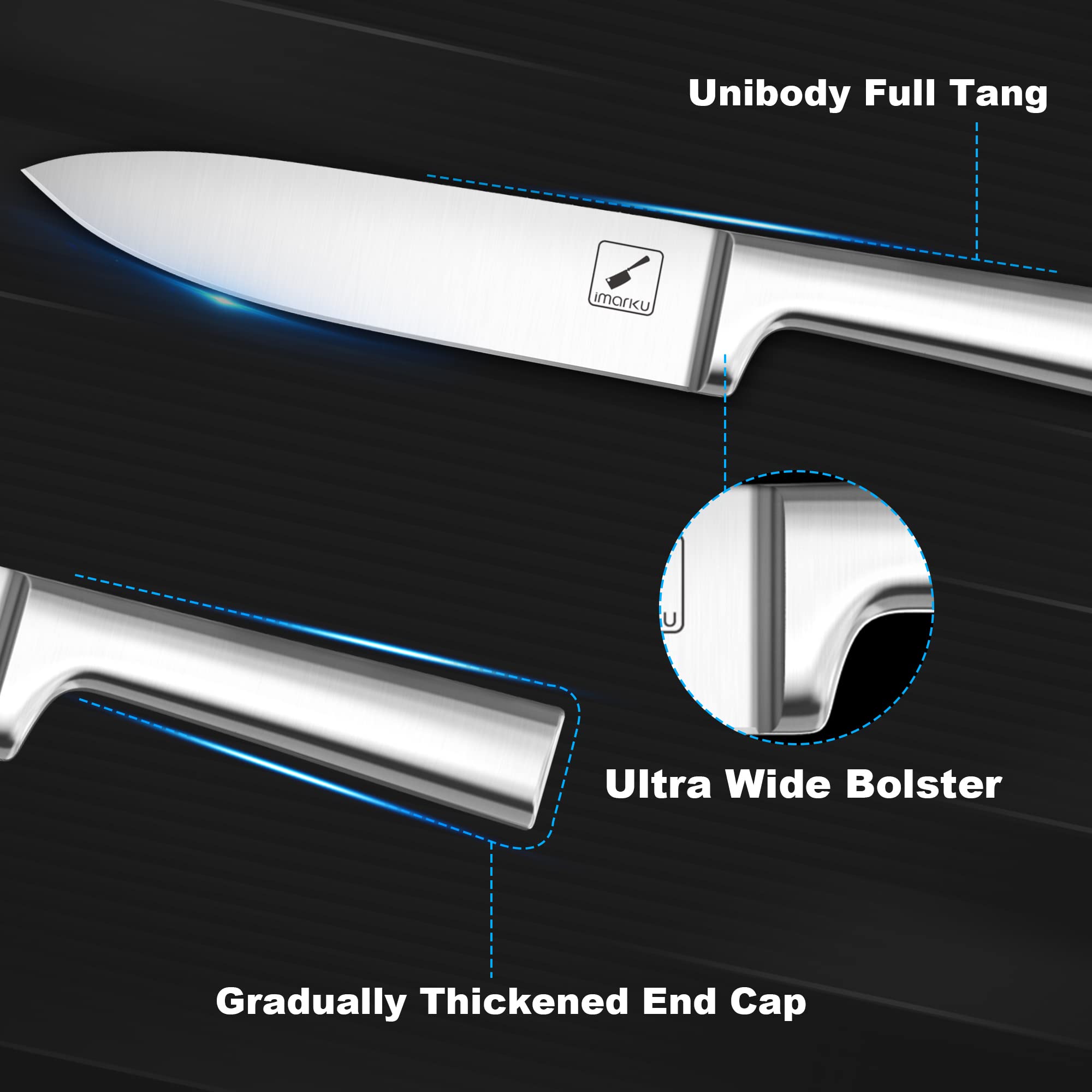 Imarku santoku knife slicing action enables precise daily prep.