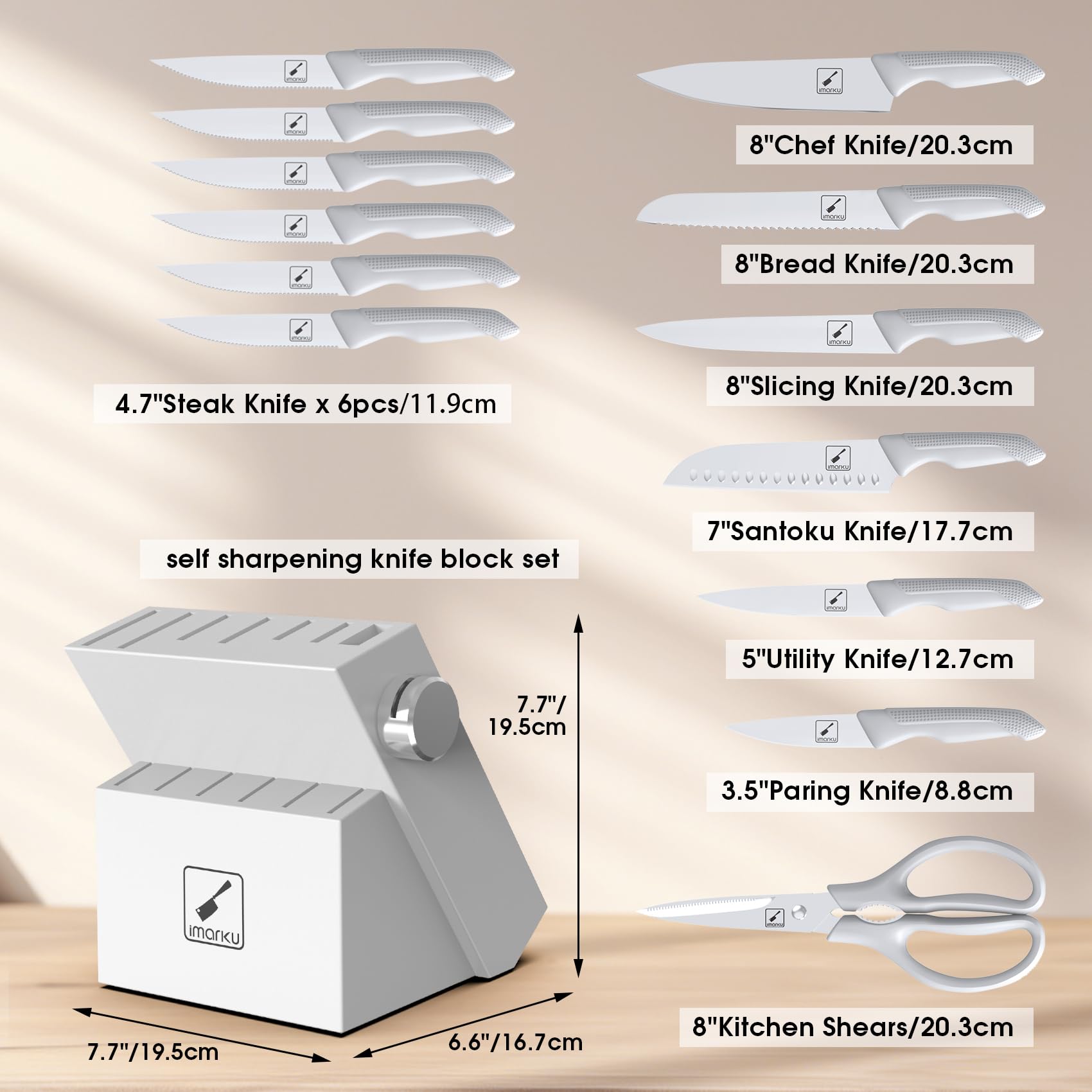imarku six steak knives in block for family meals