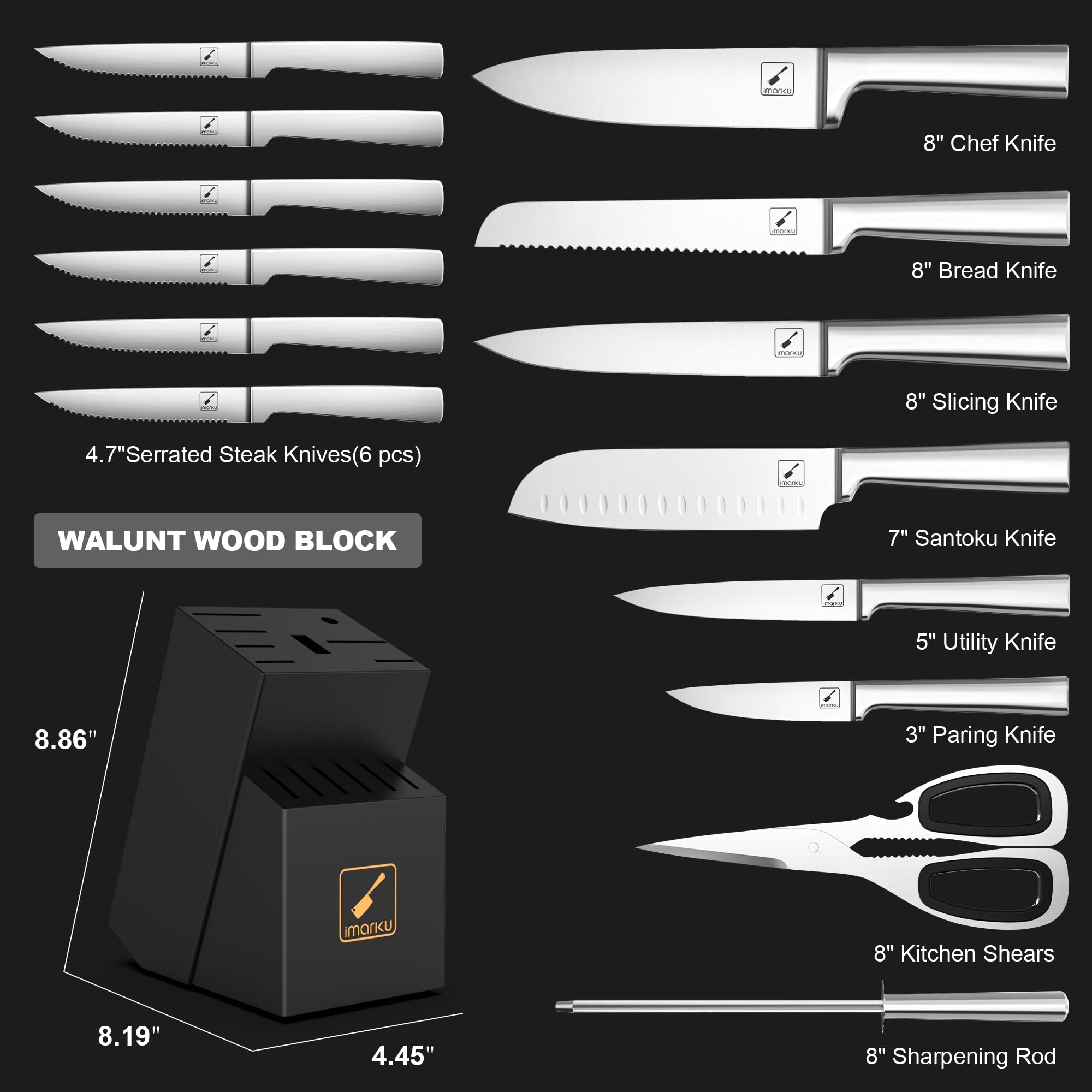 imarku 8-inch slicing knife for long, smooth, even slices
