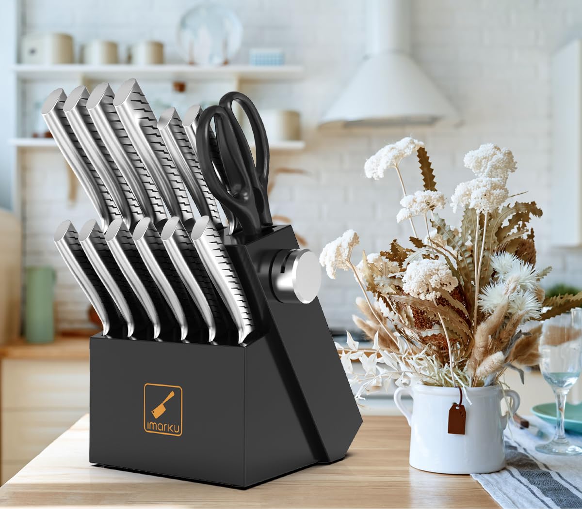imarku steak knives and kitchen shears for clean meat and prep